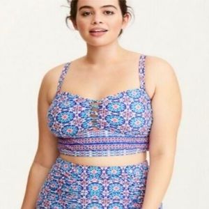 Geometric Multicolor Torrid Strapless Swimsuit
